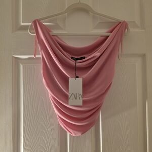 Zara Soft Pink Gathered Blouse